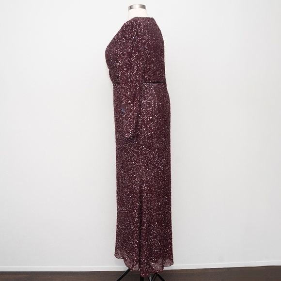 Mac Duggal. Puff Shoulder Sequined Surplice Gown. - Picture 11 of 16